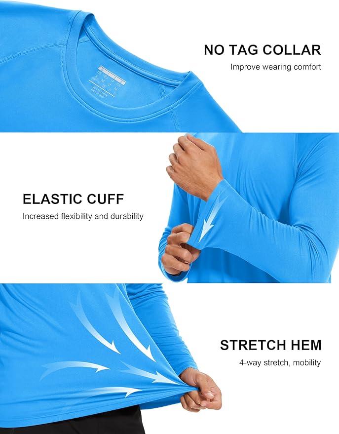 MAGCOMSEN Men's Long Sleeve Shirts UPF 50+ UV Sun Protection Athletic Shirts for Hiking Running Workout Rash Guard