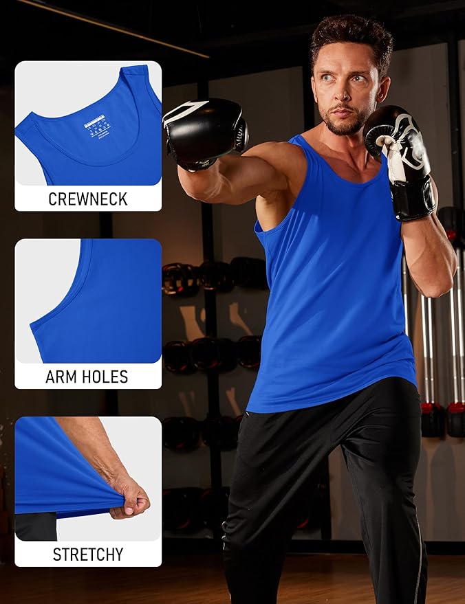 MAGCOMSEN Mens Workout Tank Tops Undershirt Cotton Muscle Athletic Sleeveless Shirts for Gym