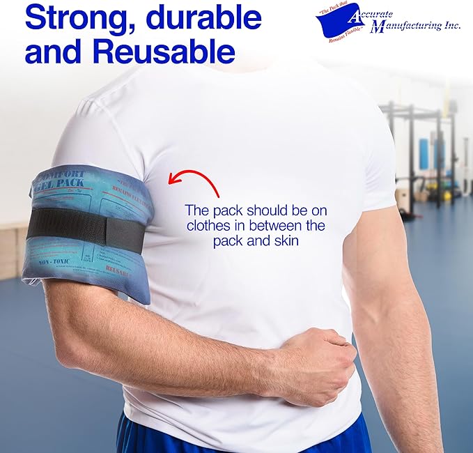 Flexible Reusable Gel Packs for Neck, Wrist, Arm, Back and Shoulder Pain Relief - Versatile Hot or Cold Gel Packs for Injuries, Sore Muscles or Toothache Pain Relief, Blue, 6" x 10", 2 Pack
