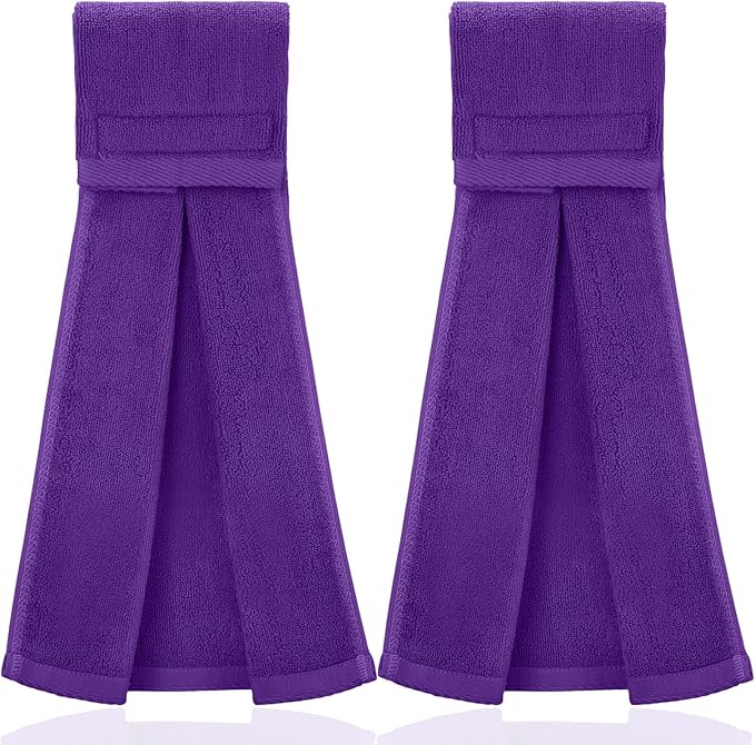 Shimeyao 2 Pcs Cotton Sports Football Towel with Closure Pitching Football Sweat Towel for Sports Gym Men Women Accessories (Purple,Classic)