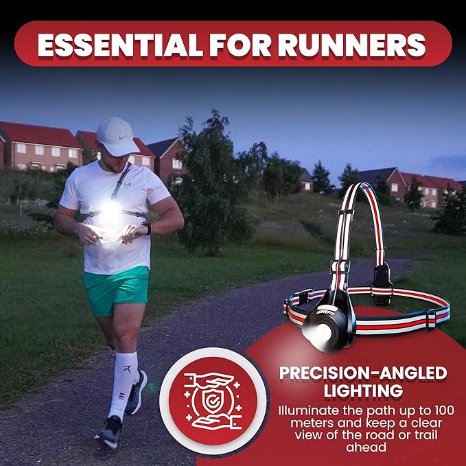 LUMEFIT Running Lights for Runners with Yellow Reflective Vest, Adjustable Beam Night Safety LED Chest Light Run, Dog Walking, and Jogging Gear, Rechargeable Headlamp Flashlight