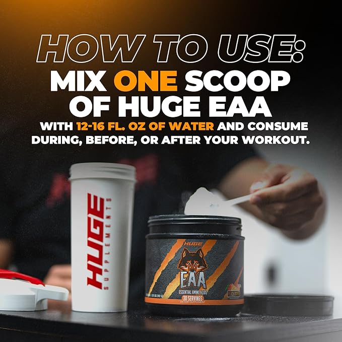 Huge EAA Supplement, Highest Dosed Essential Amino Acid Powder, 12.8g EAAs & 8g BCAAs Per Serving, Muscle Growth, Recovery & Performance (Peach Mango)