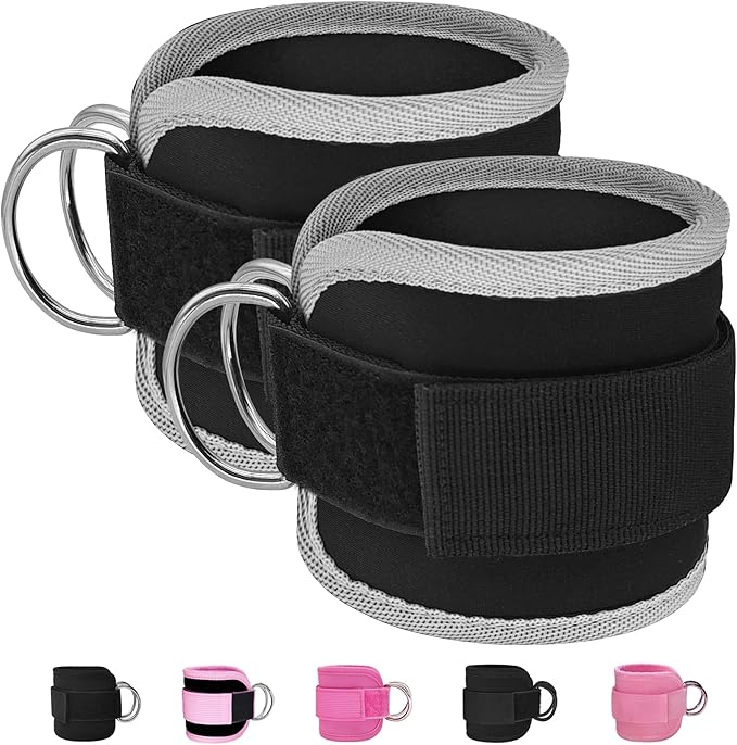 Fitness Ankle Straps for Cable Machine, Kickbacks Glute Workouts, Lower Body Exercises, Adjustable Leg Straps with Neoprene Padding Men Women