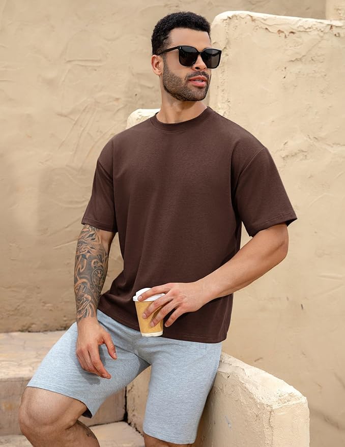 Mens Oversize Short Sleeve T-Shirts Loose Fit Solid Color Lightweight Tee Shirt Athletic Dry Fit Top