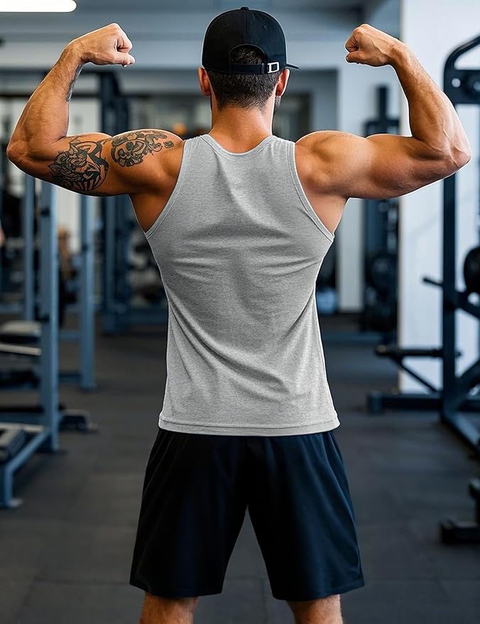 MAGCOMSEN Mens Workout Tank Tops Undershirt Cotton Muscle Athletic Sleeveless Shirts for Gym