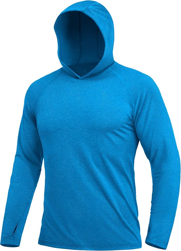 MAGCOMSEN Men's Hooded UPF 50+ Sun Protection T Shirts Long Sleeve Athletic Fishing Shirts Rash Guards