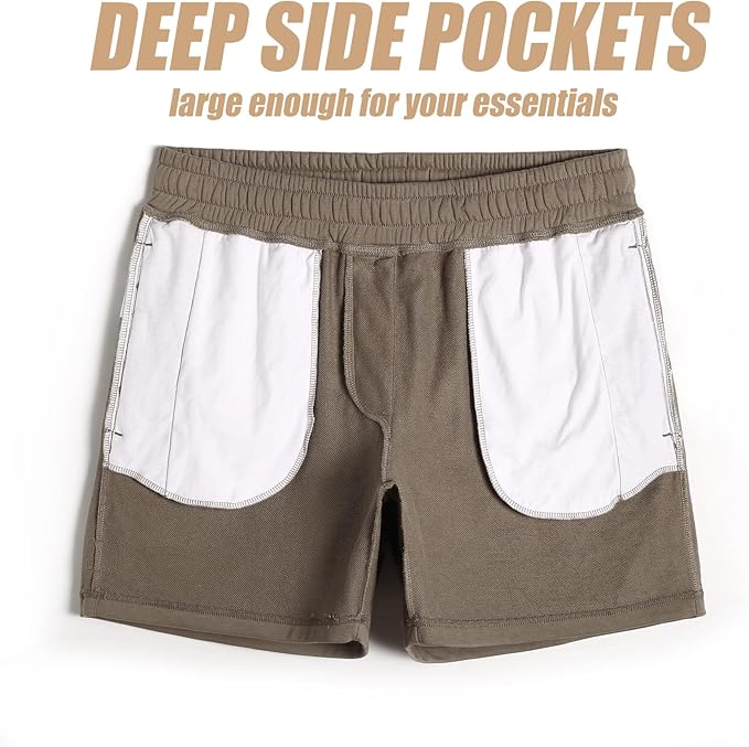 maamgic Mens Athletic Gym Shorts 5.5" Elastic Waist Casual Pajama Pocket Jogger Men Workout Short Pants