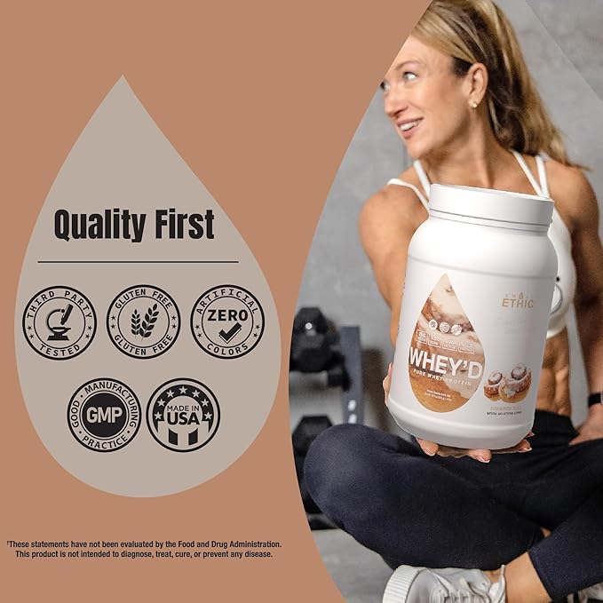 Sweat Ethic Whey'd Protein Powder, 25 G Whey Protein Blend with Concentrate (30 Ounce, Cinnamon Roll)