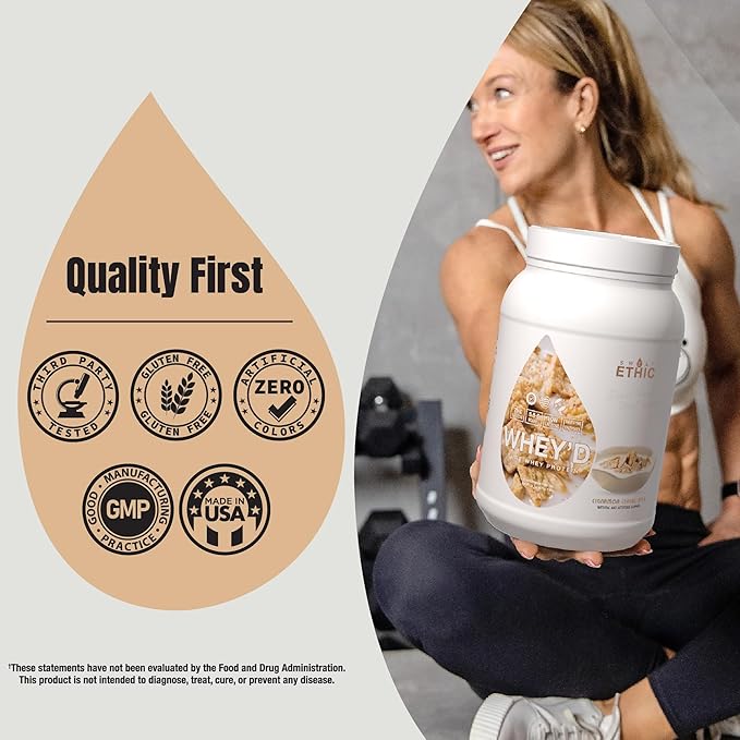 Sweat Ethic Whey'd Protein Powder, 25 G Whey Protein Blend with Concentrate, Isolate & Hydrolysate, Low Lactose & Digestive Enzymes for Easy Mixing & Smooth Texture, Cinnamon Cereal Milk, 25 Servings