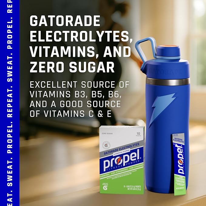 Propel Electrolyte Enhanced Water Drink Mix Powder Packets, Kiwi Strawberry, Zero Calorie & Zero Sugar Hydration with Electrolytes and Vitamins C & E (120 Packets)