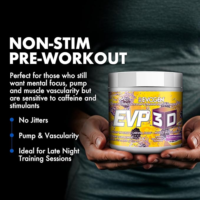 Evogen EVP-3D | Extreme Pre-Workout Pump Ignitor, Arginine Nitrate, Citrulline, Beta-Alanine, Lions Mane | BlackBerry Lemonade | 40 Servings