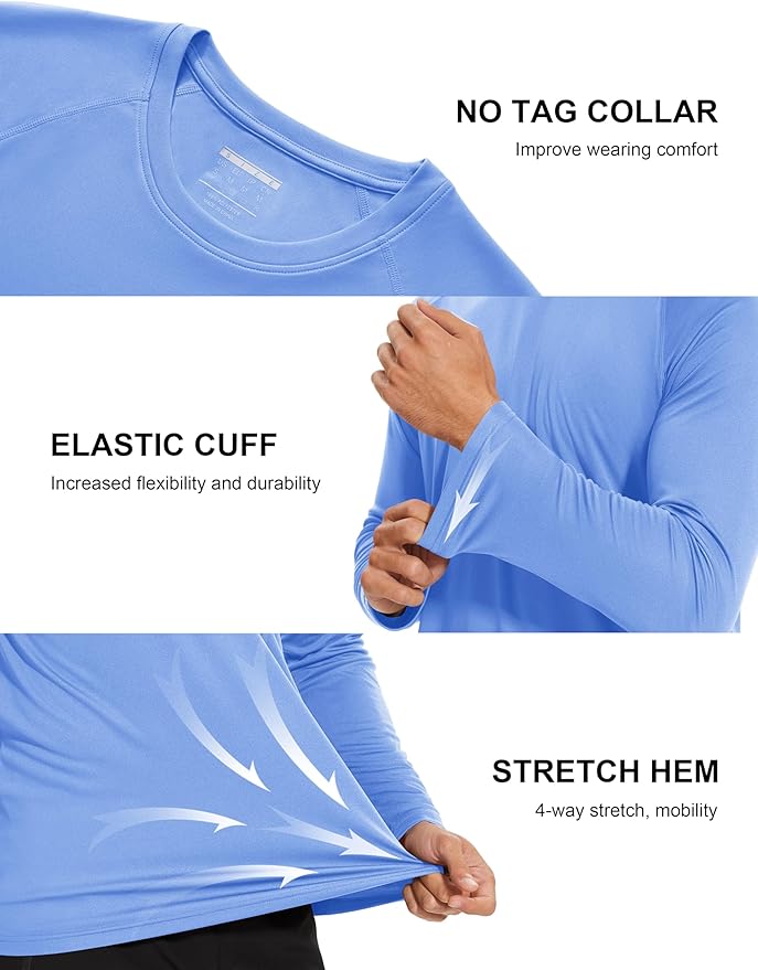 MAGCOMSEN Men's Long Sleeve Shirts UPF 50+ UV Sun Protection Athletic Shirts for Hiking Running Workout Rash Guard