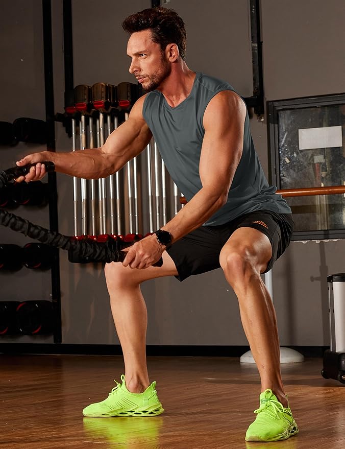 MAGCOMSEN 2 Pack Men's UPF 80+ Tank Tops Quick Dry Workout Gym Sleeveless Muscle Shirts Cooling Summer Beach Swim Shirt