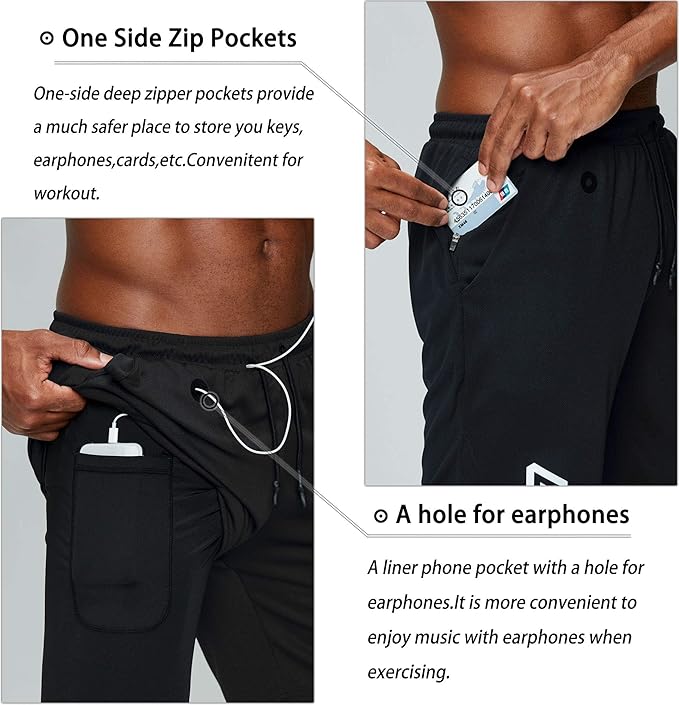 Pinkbomb Men's 2 in 1 Running Shorts Gym Workout Quick Dry Mens Shorts with Phone Pocket