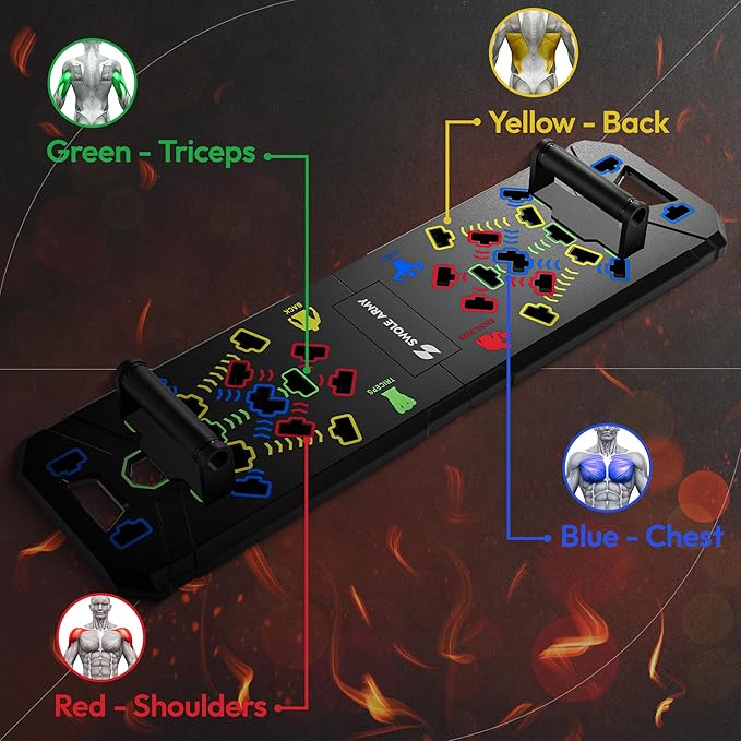 Solid Push Up Board | 20-in-1 Home Workout Equipment | Multi-Functional Pushup Board For Men & Women | Professional Pushup Stands For Chest Muscles