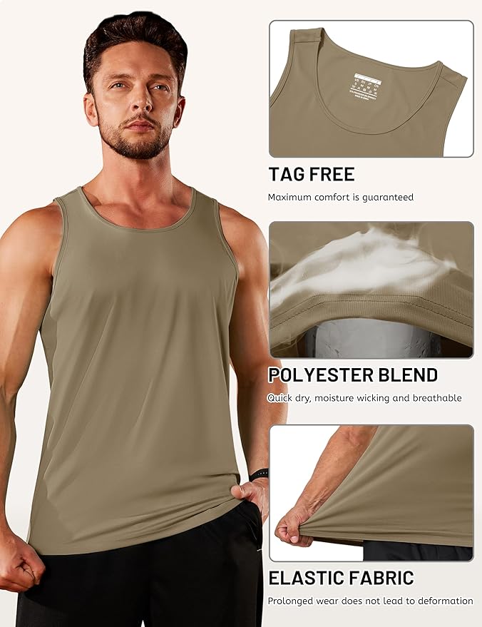 TACVASEN Men's Workout Tank Tops Sleeveless UPF 50+ Summer Sun Shirts Quick Dry for Running Swim Gym Beach