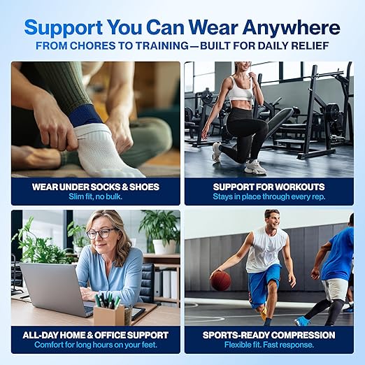 Modvel Foot & Ankle Brace Socks for Sprained Ankle Compression Sleeve - Plantar Fasciitis Relief Brace, Foot Support for pain Women & Men - Tendonitis & Arthritis Feet Sleeve, Stabilizing Ankles Wrap