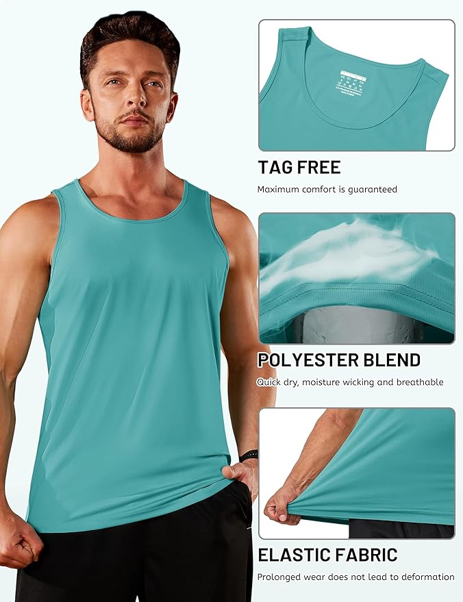 TACVASEN Men's Workout Tank Tops Sleeveless UPF 50+ Summer Sun Shirts Quick Dry for Running Swim Gym Beach