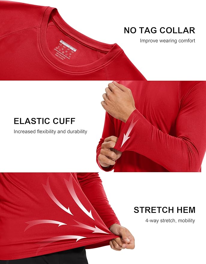 MAGCOMSEN Men's Long Sleeve Shirts UPF 50+ UV Sun Protection Athletic Shirts for Hiking Running Workout Rash Guard