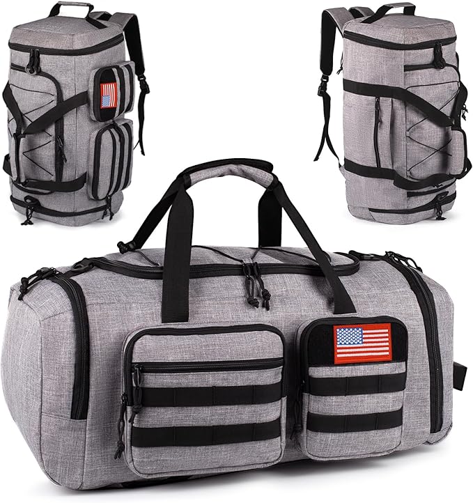 Tactical Gym Bag for Men，50L Large 3 in 1 Sports Duffle Bag with Shoes Compartment for Travel,Water Resistant Travel Backpack Weekender Overnight Bag with Wet Pocket for Women