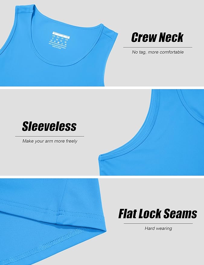 KEFITEVD Men's Workout Tank Tops Sleeveless Quick Dry UPF 80+ Summer Sun Shirts for Running Swim Gym Beach
