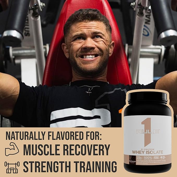 Rule 1 Naturally Flavored R1 Protein Whey Isolate - Clean Formula with 25g Protein & 6g BCAA Exclusively Isolated & Hydrolyzed Sources for Workout Recovery (1.7 Pounds*, Unflavored)