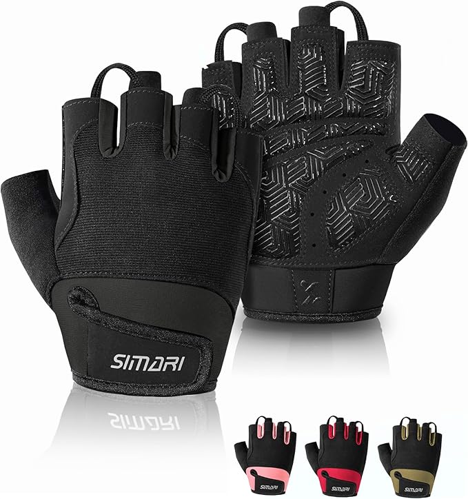 SIMARI Breathable Workout Gloves for Men & Women, Weight Lifting Gloves with Padded, Grip, Full Palm Protection, Gift for Gym Exercise, Cycling, Weightlifting Training, Fitness, Black, Pink, Size