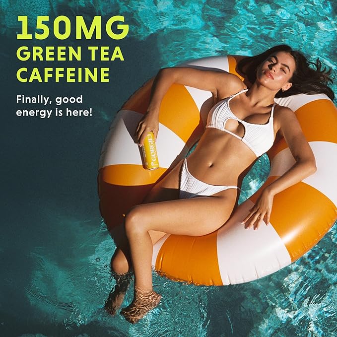 GORGIE Sugar Free Natural Energy Drinks, Sparkling Mango Tango (12 Pack) - Healthy Energy Drinks - Natural Coffee Replacement with Green Tea Caffeine and Biotin - 150mg Caffeine, Vegan, & Low Calorie