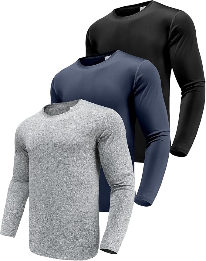 Men's 1, 3 or 5 Pack Performance Long Sleeve T-Shirts, UPF 50+ Sun Protection Shirts, Athletic Gym Workout Shirts for Running