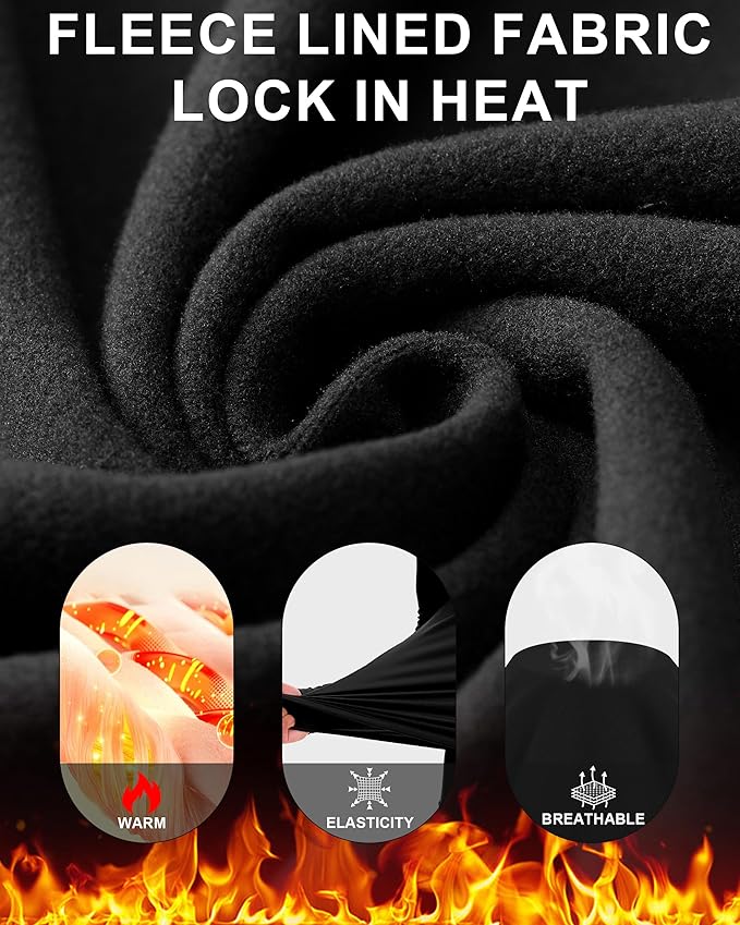 Men's Thermal Compression Shirts, Long Sleeve Fleece Lined Base Layer, Cold Weather Gear Athletic Undershirt Top