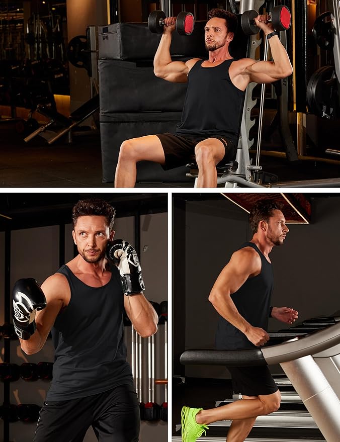 MAGCOMSEN Men's UPF 50+ Tank Top Gym Workout Sleeveless Muscle Shirts Sun Protection Cut Off Shirts Summer Sleeveless T Shirt