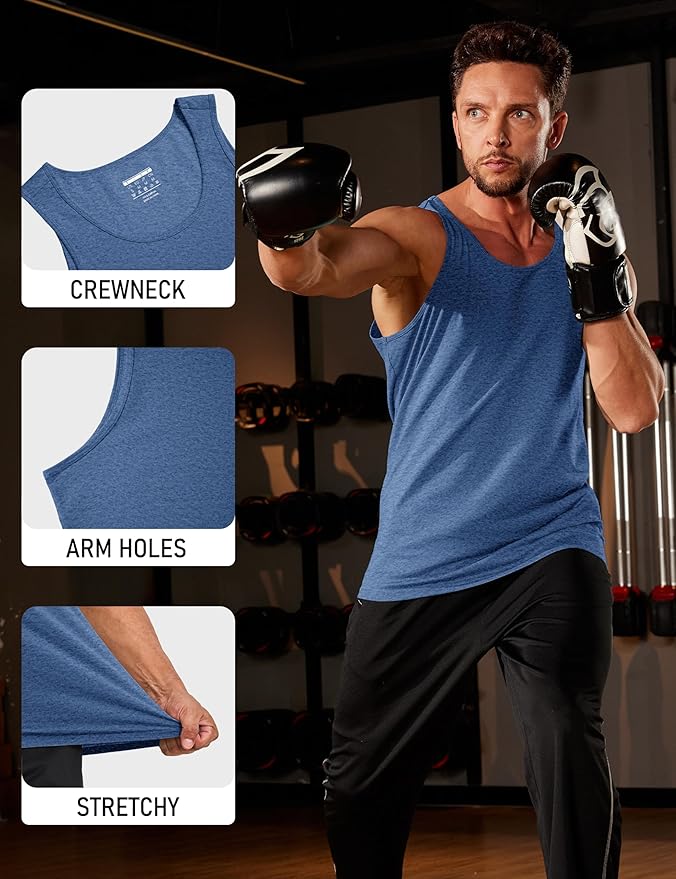 MAGCOMSEN Mens Workout Tank Tops Undershirt Cotton Muscle Athletic Sleeveless Shirts for Gym