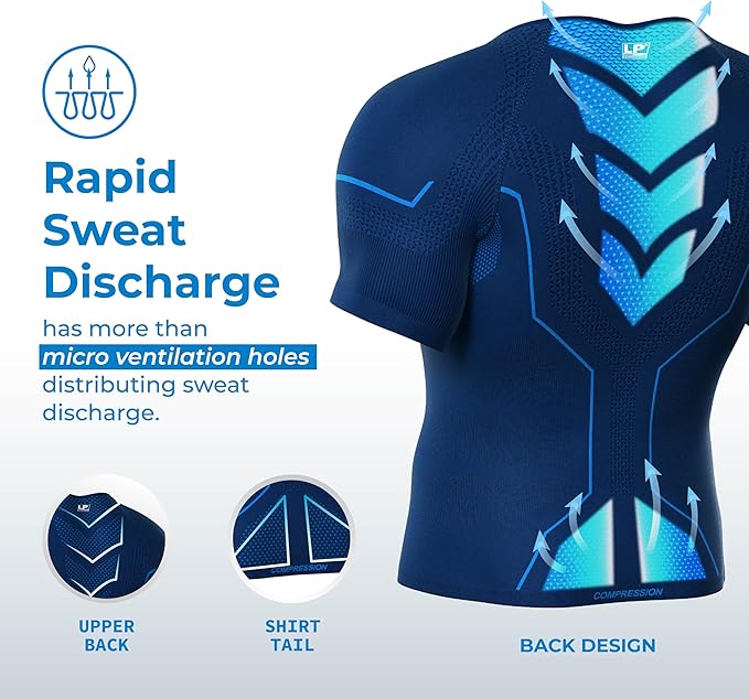 LP SUPPORT Men’s AIR Compression Short Sleeve Top ARM2301S - Workout, Gym, Yoga - Ultimate Comfort & Support Shapewear