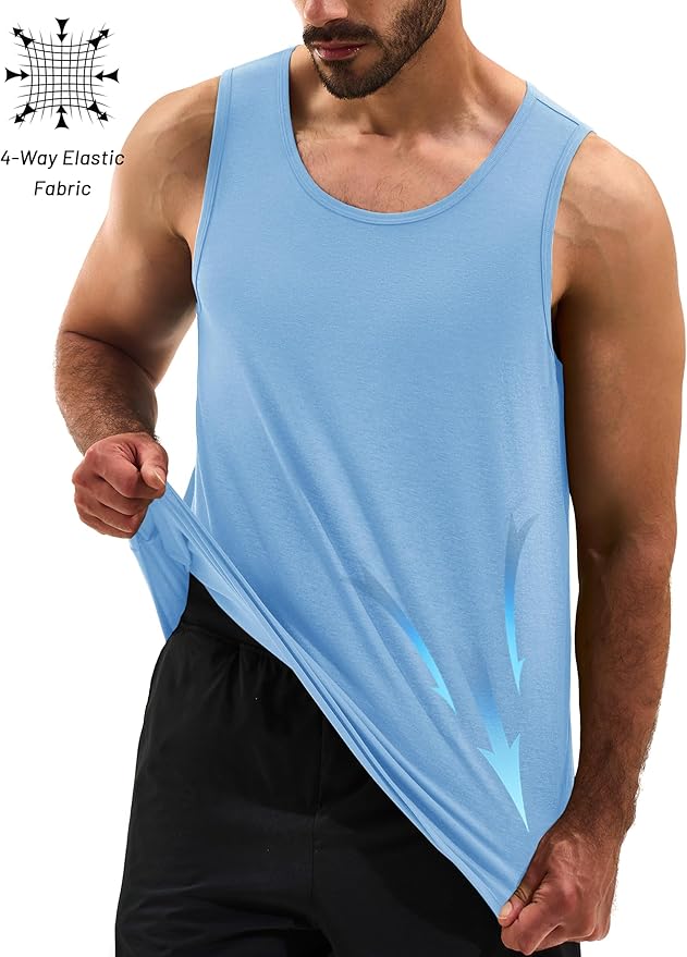 Cotrasen Men's Tank Top UPF 50+ Sleeveless Shirt Cotton Moisture Wicking Casual Gym Workout Shirts Cooling Muscle Tee Shirt