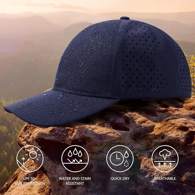 UPF 50+ Performance Water Resistant Baseball Cap Lightweight Breathable Hat Golf Running Boat Hiking for Men Women