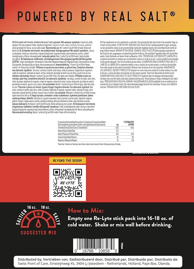 REDMOND Re-Lyte Hydration Electrolyte Drink Powder Mix (Strawberry Lemonade) 30 Stick Packs