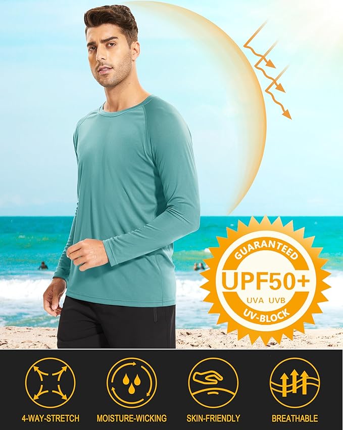 MAGCOMSEN Men's Long Sleeve Shirts UPF 50+ UV Sun Protection Athletic Shirts for Hiking Running Workout Rash Guard