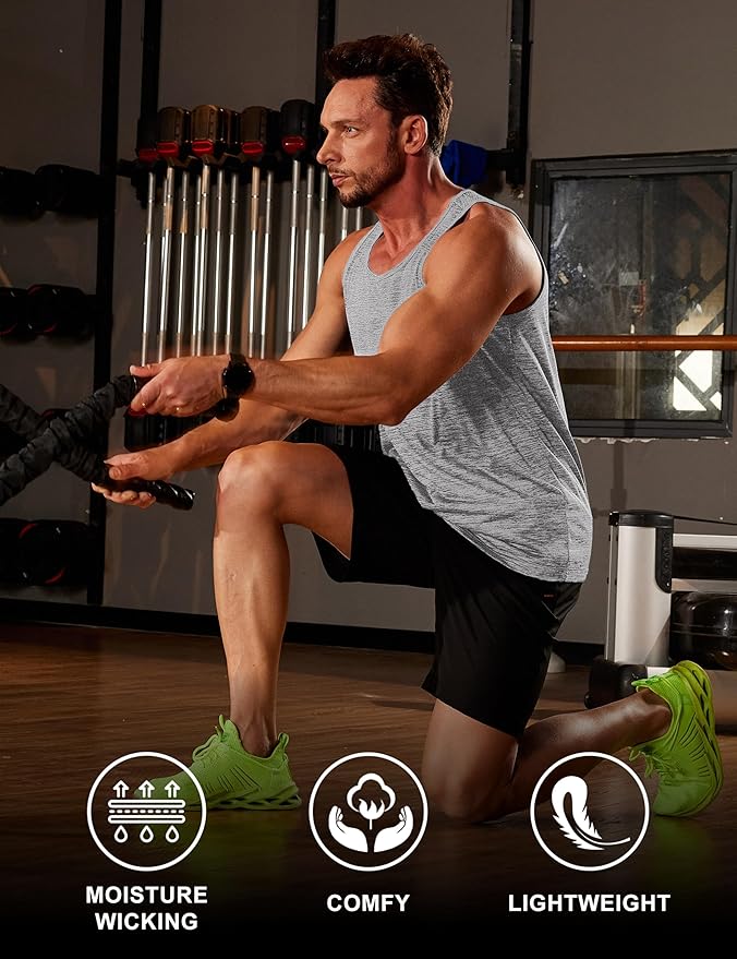 MAGCOMSEN Mens Workout Tank Tops Undershirt Cotton Muscle Athletic Sleeveless Shirts for Gym