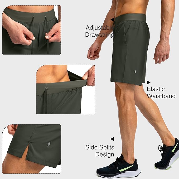 Men's Running Shorts with Zipper Pockets 9 Inch/ 7 Inch / 5 Inch Lightweight Quick Dry Gym Workout Athletic Shorts for Men