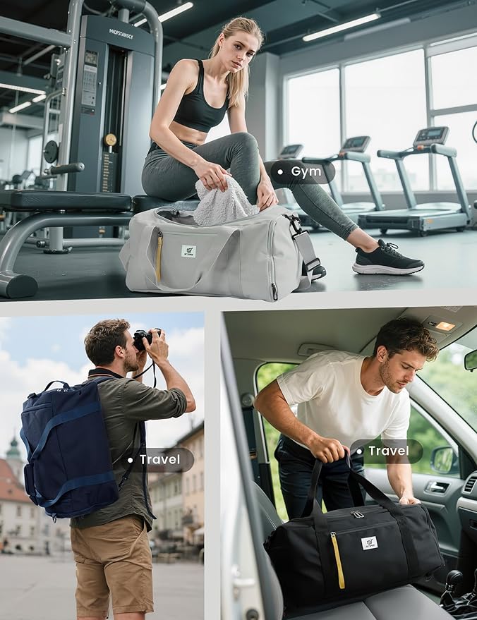 SKYSPER Gym Bag Men Women - 40L Sports Bag Duffle Backpack with Shoe Compartment Wet Pocket for Fitness,Sport,Travel & Workout(Black)