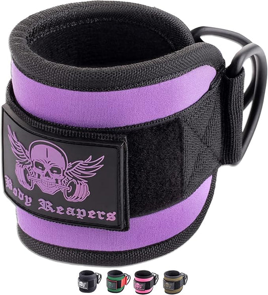 Body Reapers Gym Ankle Strap for Cable Machine with Adjustable Velcro, Durable Double D-Rings & Cushioned Design for Glute, Leg & Lower Body Exercises, Comfortable Workout Straps & Ankle Cuff