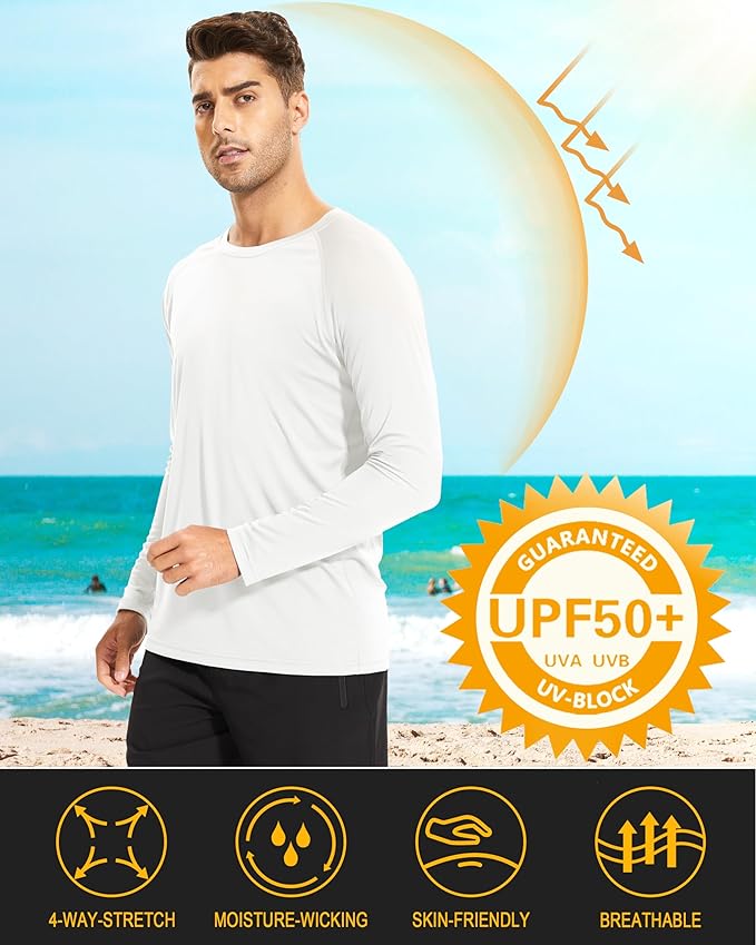 MAGCOMSEN Men's Long Sleeve Shirts UPF 50+ UV Sun Protection Athletic Shirts for Hiking Running Workout Rash Guard