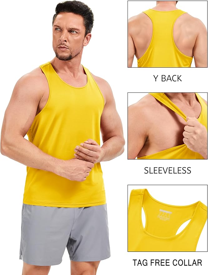 TACVASEN Mens Workout Tank Top UPF 80+ Y-Back Muscle Shirts Quick Dry Sleeveless Tee Shirt for Swim Beach Gym Athletic