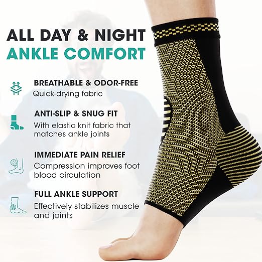 Modvel Foot & Ankle Brace Socks for Sprained Ankle Compression Sleeve - Plantar Fasciitis Relief Brace, Foot Support for pain Women & Men - Tendonitis & Arthritis Feet Sleeve, Stabilizing Ankles Wrap