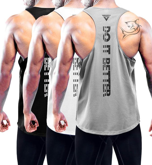 Boyzn Men's 1, 3 or 5 Pack Y-Back Workout Tank Tops, Athletic Muscle Gym Tank Tops, Fitness Bodybuilding Sleeveless T-Shirts