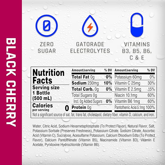 Propel, Black Cherry, Zero Calorie Sports Drinking Water with Electrolytes and Vitamins C&E, 16.9 Fl Oz (12 Count)
