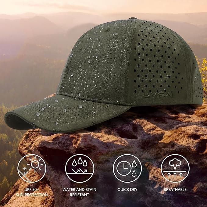 UPF 50+ Performance Water Resistant Baseball Cap Lightweight Breathable Hat Golf Running Boat Hiking for Men Women