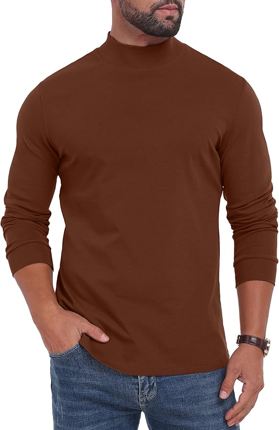 Sailwind Men's Mock Turtleneck Long Sleeve Shirt Cotton Basic Thermal Undershirt Lightweight Pullover