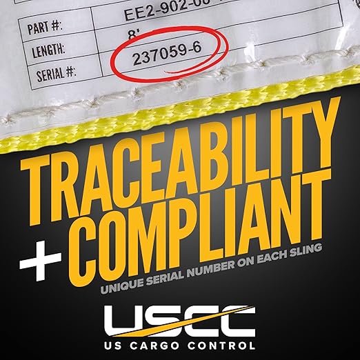 US Cargo Control Nylon Lifting Sling with Wear Pads 2" x 6', 2-Ply Eye to Eye Slings (Made in USA) - 4,960 LBS Choker, 6,200 LBS Vertical, 12,400 LBS Basket Capacity - Lift Straps for Lifting