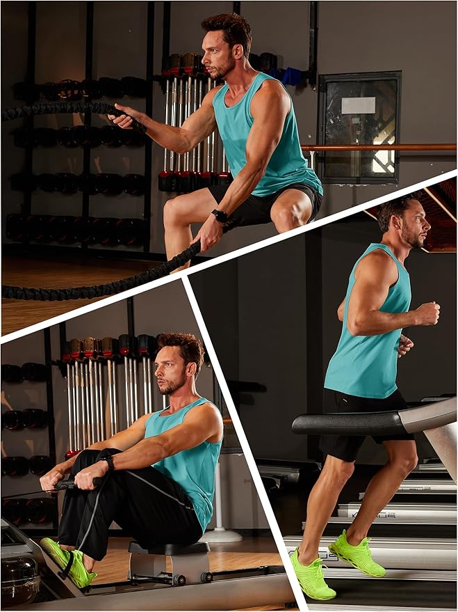 TACVASEN Men's Workout Tank Tops Sleeveless UPF 50+ Summer Sun Shirts Quick Dry for Running Swim Gym Beach